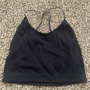 Black Ribbed Crop Top
